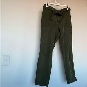 LOFT cropped chino in olive green.